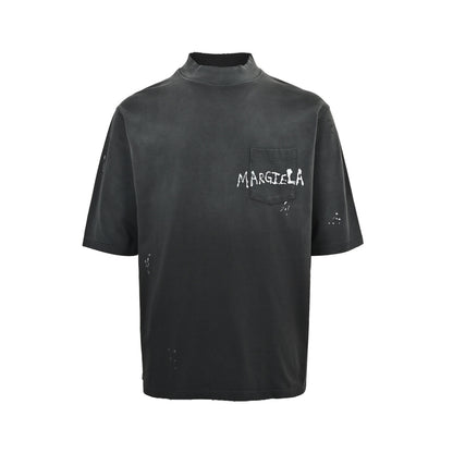 MAISON MARGIELA/Maggiela pocket graffiti distressed half turtleneck short sleeves