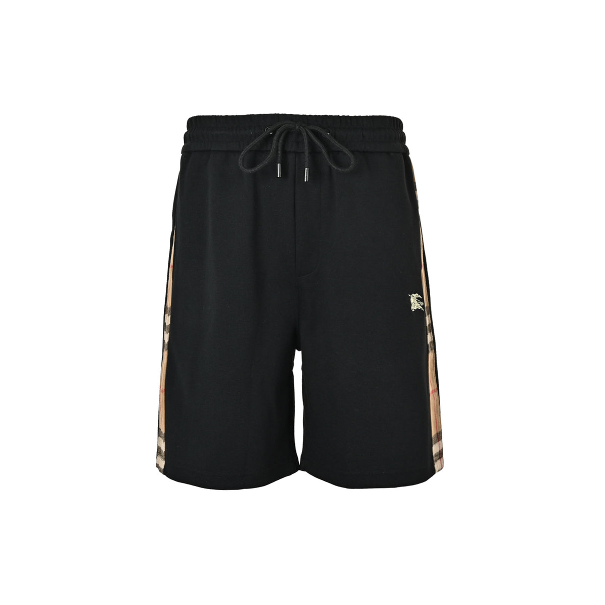 Burberry war horse embroidered side plaid web shorts