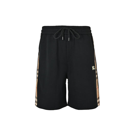 Burberry war horse embroidered side plaid web shorts