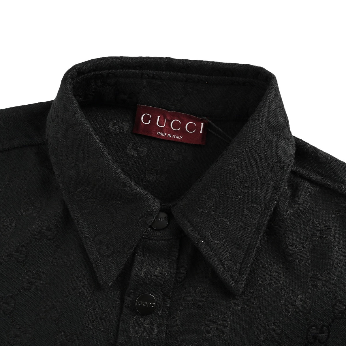Gucci button-up double G all-over jacquard stand-collar shirt jacket