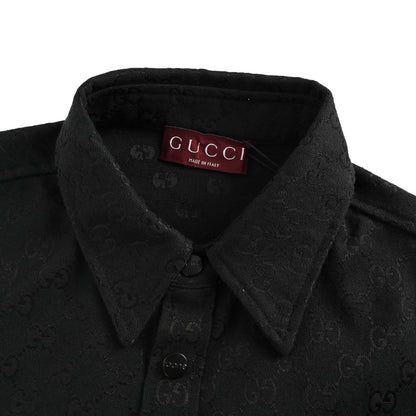 Gucci button-up double G all-over jacquard stand-collar shirt jacket