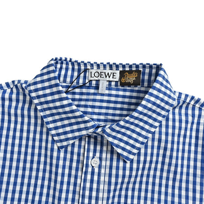 Loewe/Loewei logo embroidered plaid short-sleeved shirt