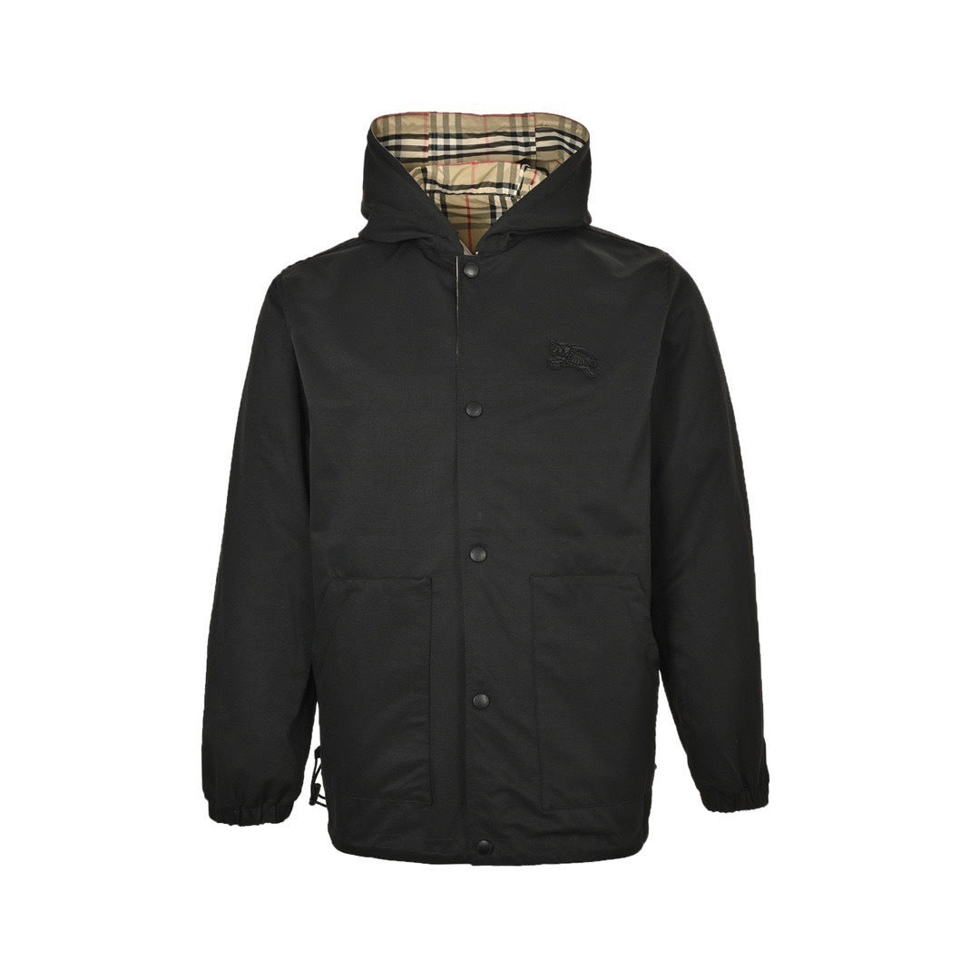 Burberry classic plaid silicone war horse reversible windbreaker jacket