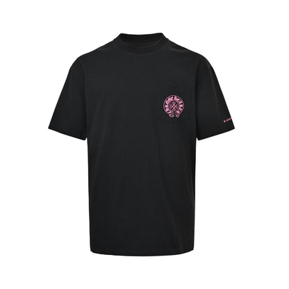 Chrome Hearts/Chrome Heart Pink Horseshoe Cross Print Short Sleeve
