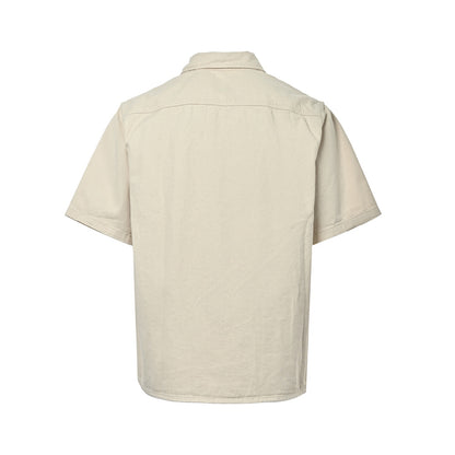 VALENTINO pocket metal V logo denim short-sleeved shirt