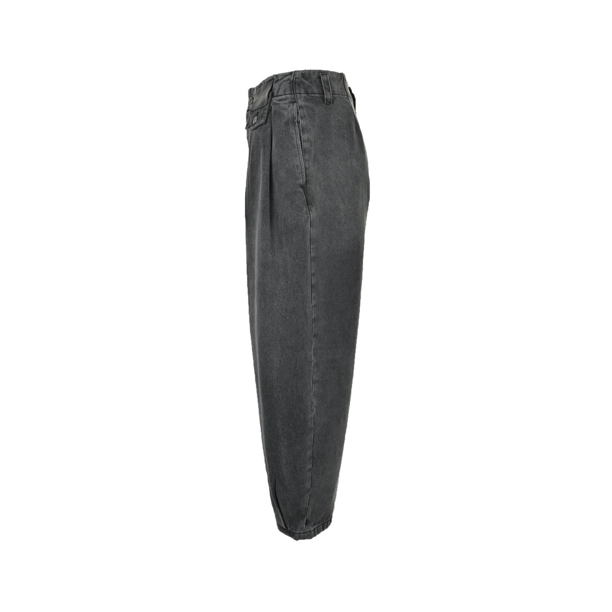 Loewe/Luoyiwei leather patch scimitar jeans