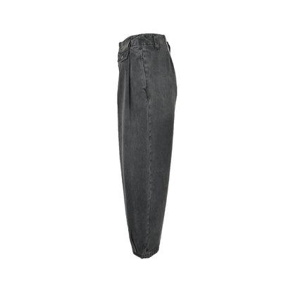 Loewe/Luoyiwei leather patch scimitar jeans