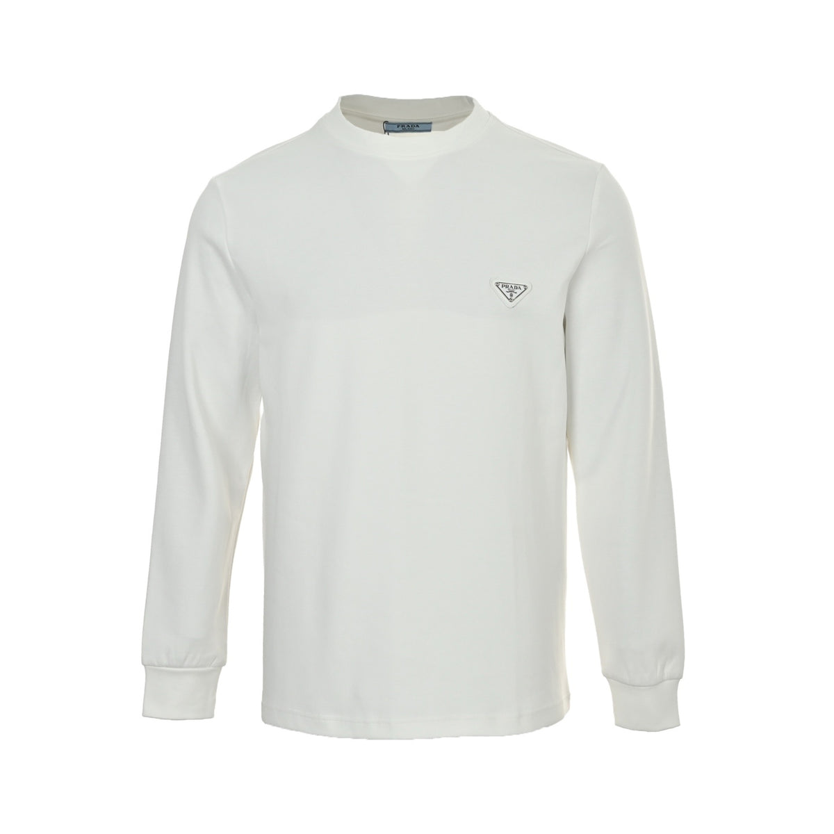 Prada triangle logo back dark pattern embroidery long-sleeved T-shirt