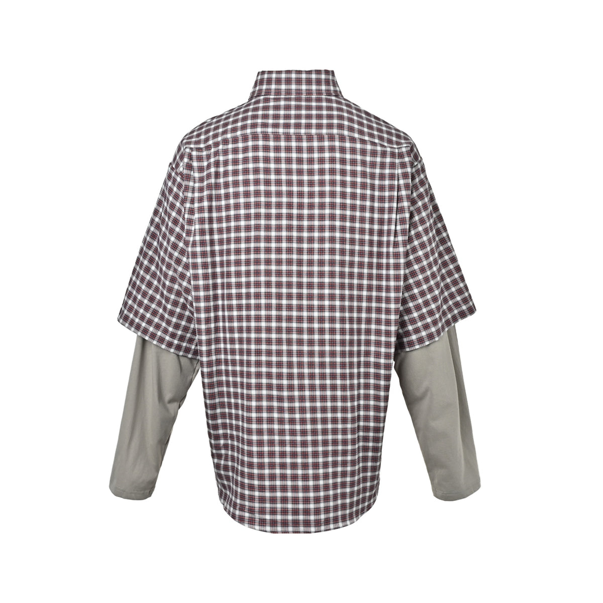 Balenciaga new 26ss plaid short-sleeved fake two-piece shirt
