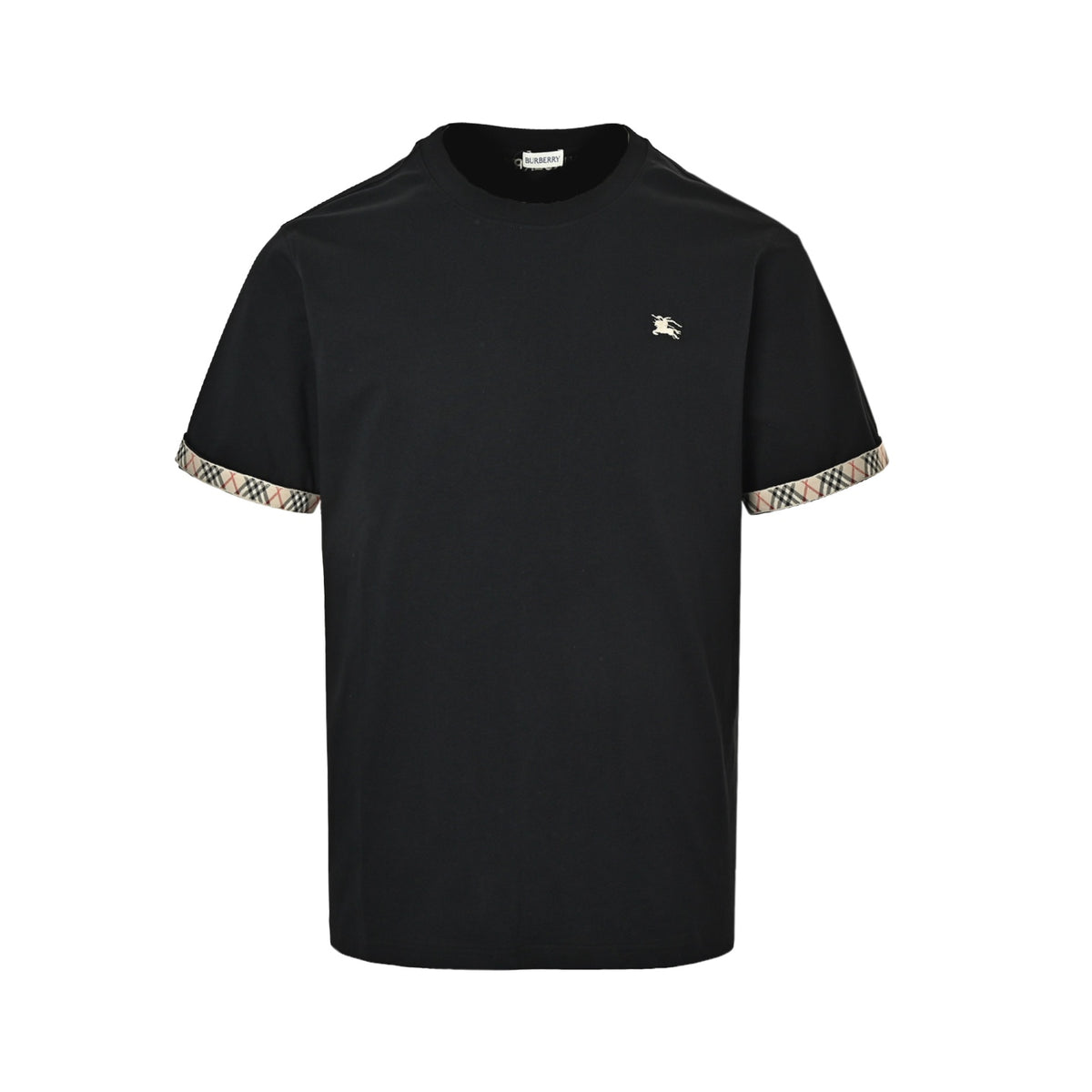 Burberry 26ss plaid webbing cuffs turn-over short sleeves