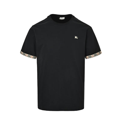 Burberry 26ss plaid webbing cuffs turn-over short sleeves