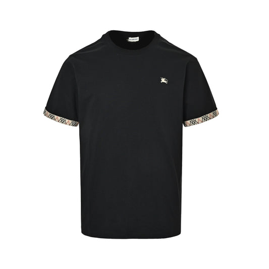 Burberry 26ss plaid webbing cuffs turn-over short sleeves