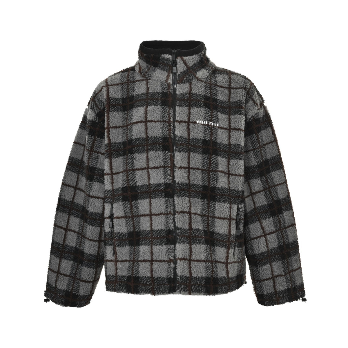 Miu Miu contrasting plaid zipper jacket