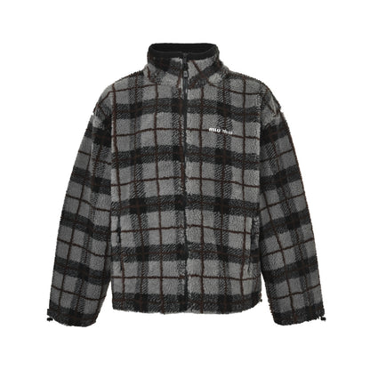 Miu Miu contrasting plaid zipper jacket