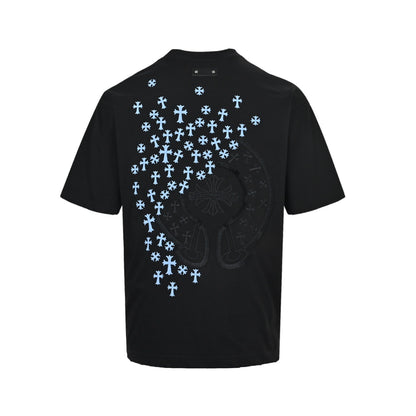 Chrome Hearts/Chrome Heart 26ss fully embroidered small label cross washed short sleeves