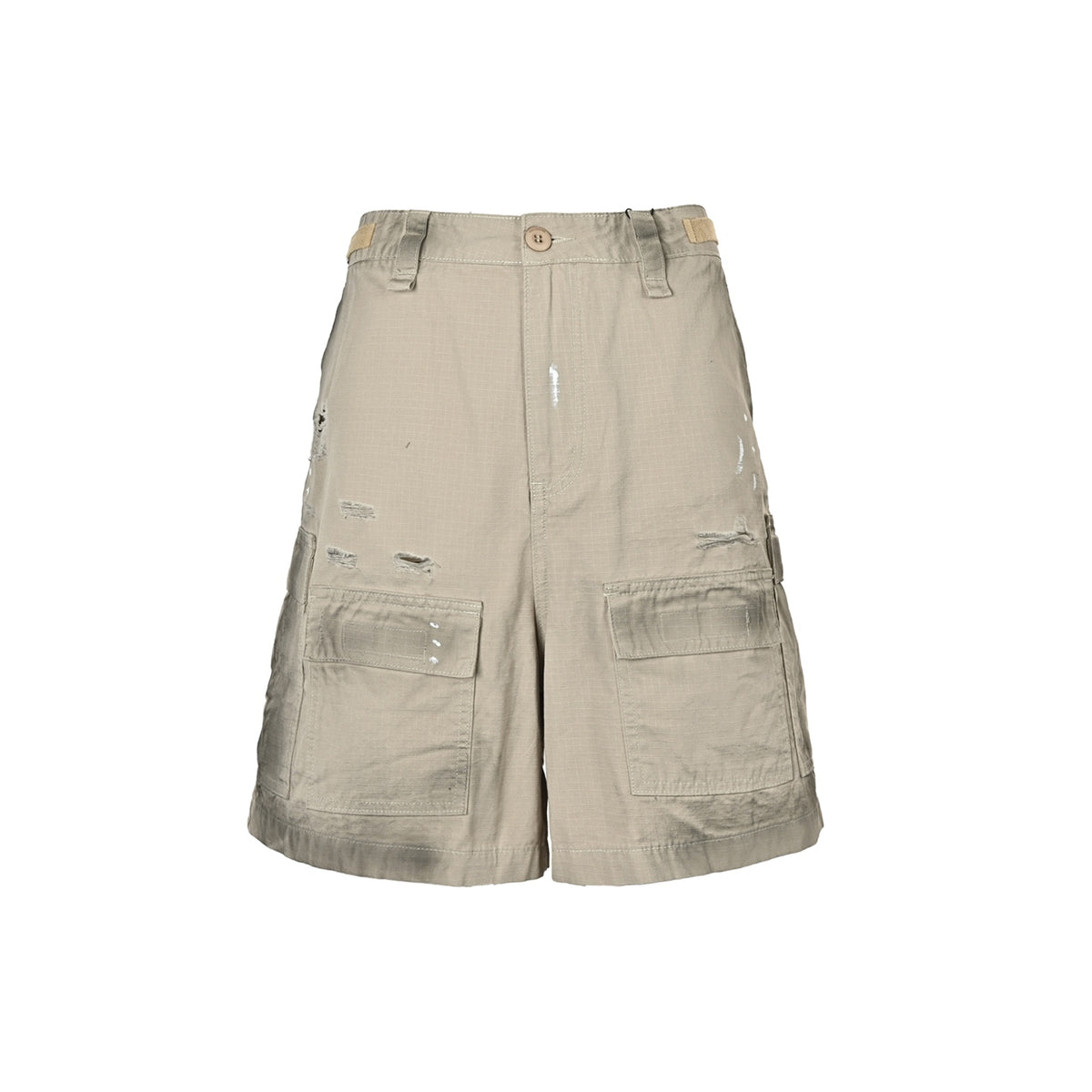 Balenciaga 24ss hand-painted dirty plaid fabric pocket denim shorts