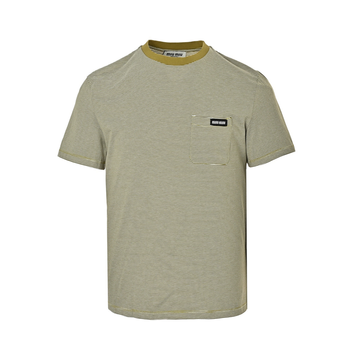 Miu Miu mustard yellow collar striped short sleeves
