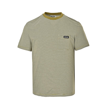 Miu Miu mustard yellow collar striped short sleeves