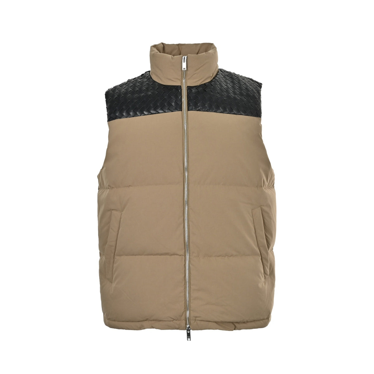 BOTTEGA VENETA BV sheepskin woven shoulder splicing down vest