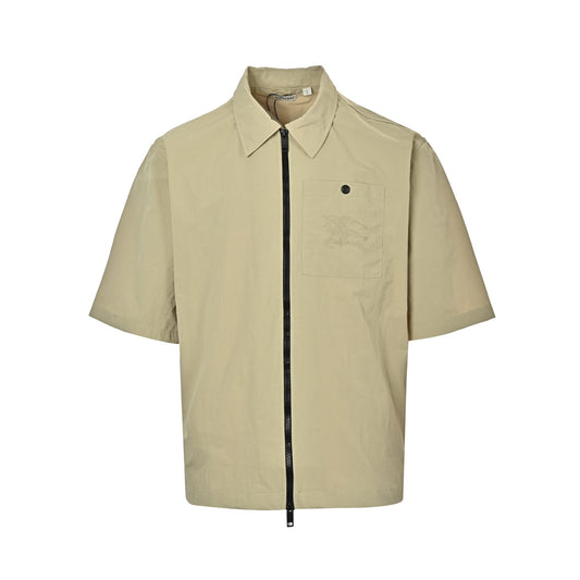 Burberry Knight embroidered pocket zipper short-sleeved shirt