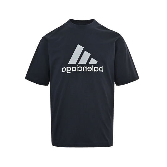 Balenciaga Adidas mirrored logo embroidered short sleeve