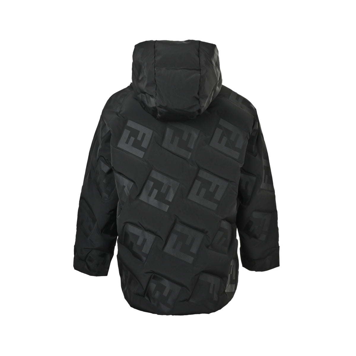 Fendi FF embossed nylon hooded down jacket