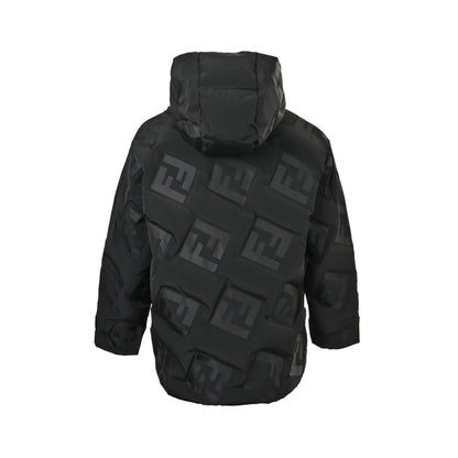 Fendi FF embossed nylon hooded down jacket