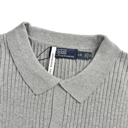 RALPH LAUREN Pony Lapel Knitted Pit Stripe Polo Short Sleeve