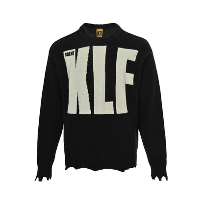 SAINT MICHAEL joint KLF letter jacquard crew neck sweater