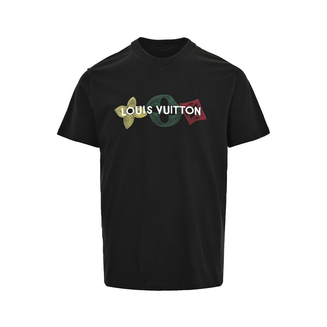 Louis Vuitton 24ss embroidered three-letter short sleeves