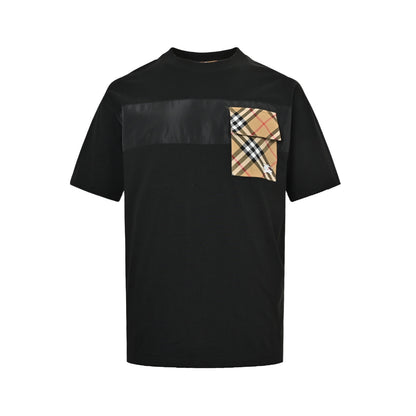 Burberry plaid pocket nylon splicing short sleeves