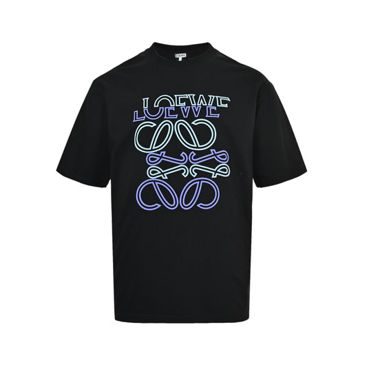 Loewe/Loewei Irregular Logo Contrast Color Foam Printed Short Sleeves