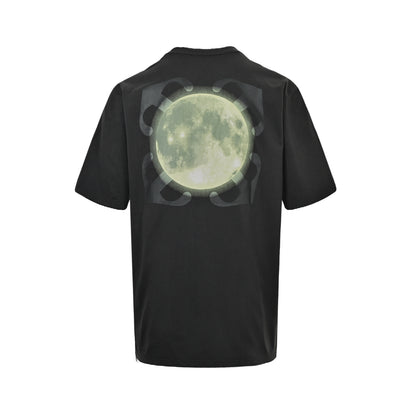 OFF With washed moon print short sleeves