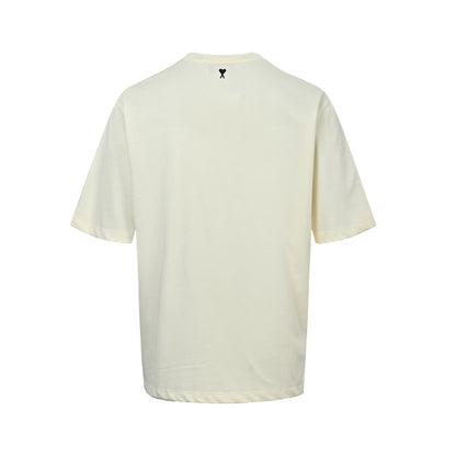 Ami Paris 26ss retro flocked letter print short sleeves