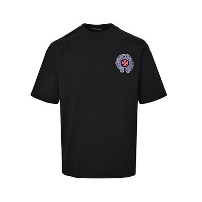 Chrome Hearts/Chrome Heart Heavy Industry Mottled Horseshoe Cross Patch Embroidered Short Sleeves