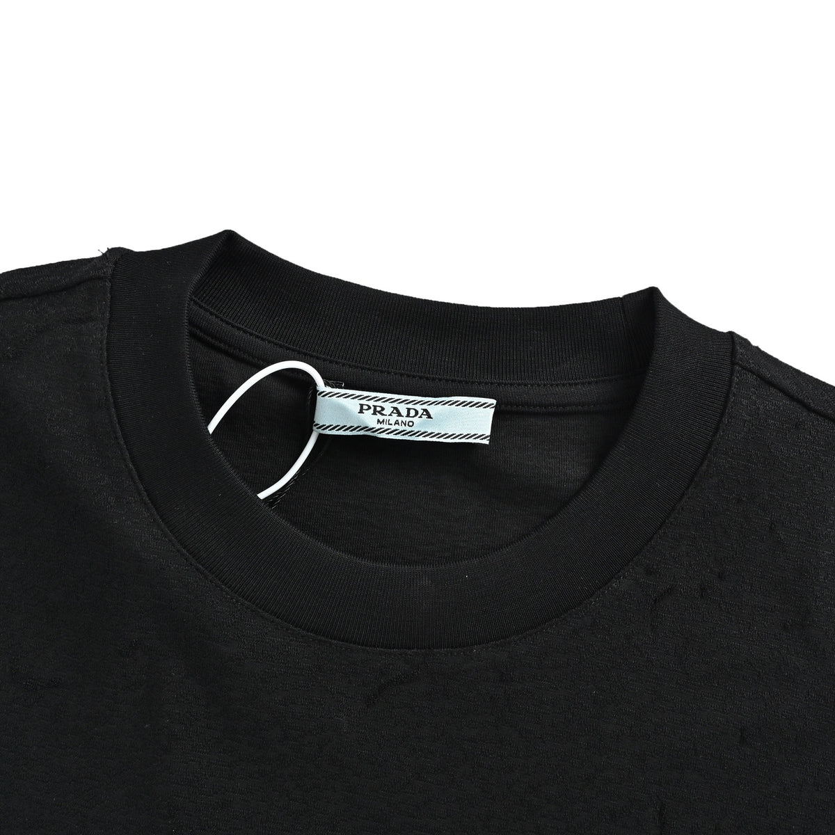 Prada dark jacquard 3D letter embroidery short sleeves