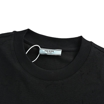 Prada dark jacquard 3D letter embroidery short sleeves
