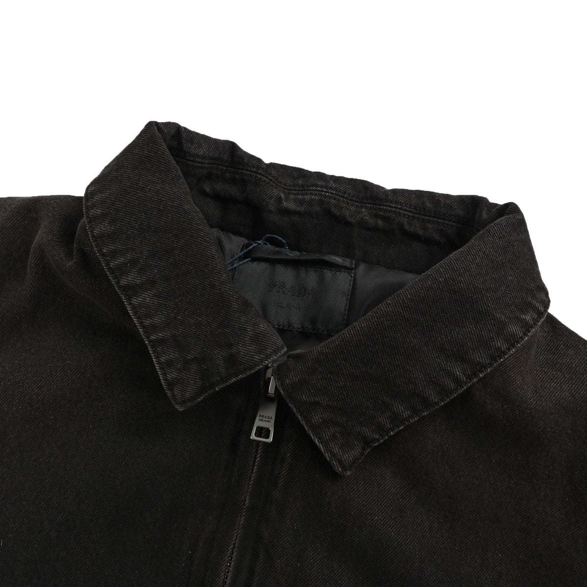 Prada triangle distressed denim cotton jacket