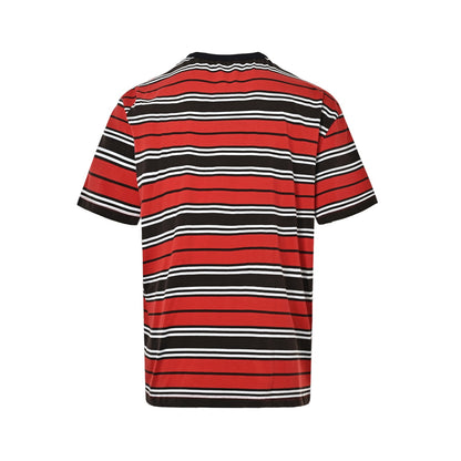 Prada red horizontal striped patch pocket short sleeves