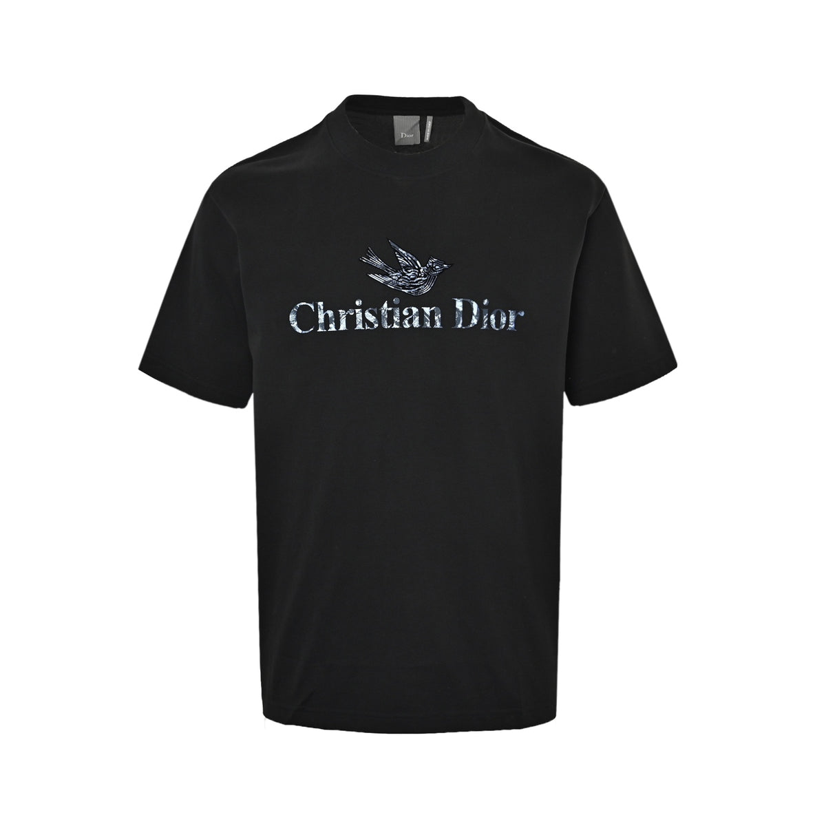 Dior ink bird print letter short sleeves