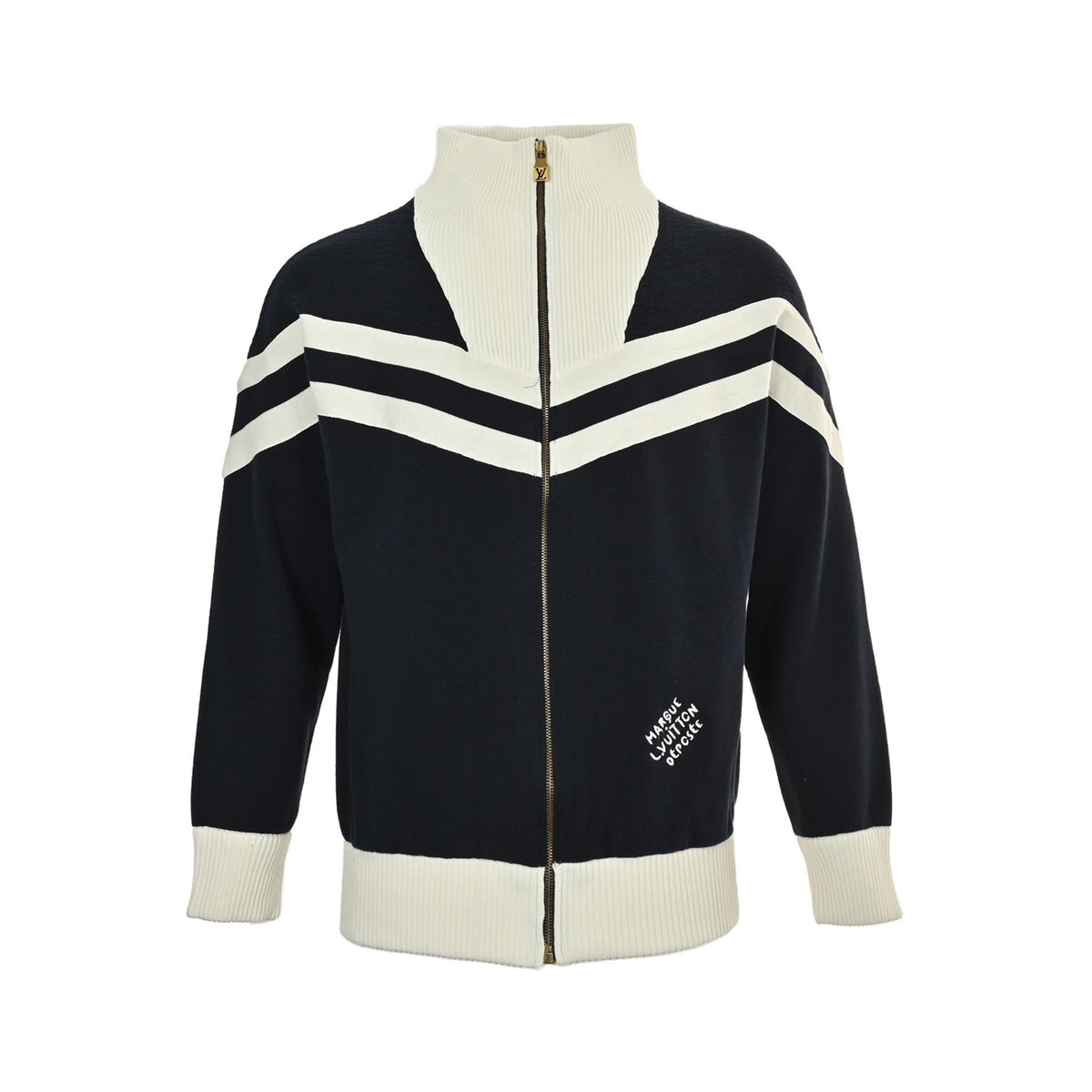 Louis Vuitton 24Fw stand collar striped contrast zipper knitted jacket