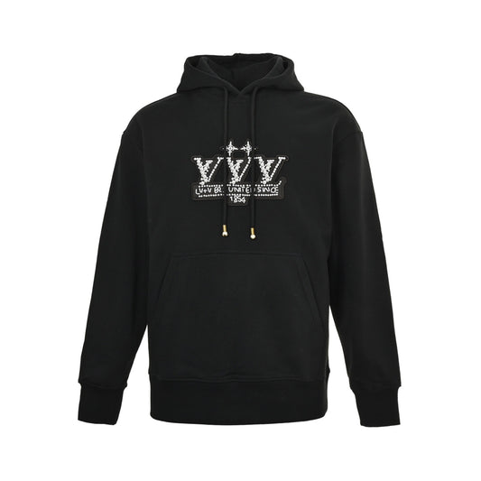 Louis Vuitton 25Fw pearl letter logo hooded sweatshirt