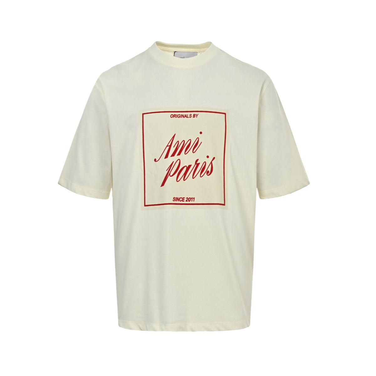 Ami Paris 26ss retro flocked letter print short sleeves