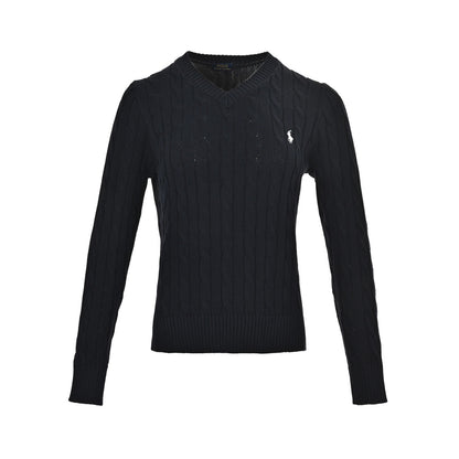 RALPH LAUREN 24Fw women's cable V-neck sweater