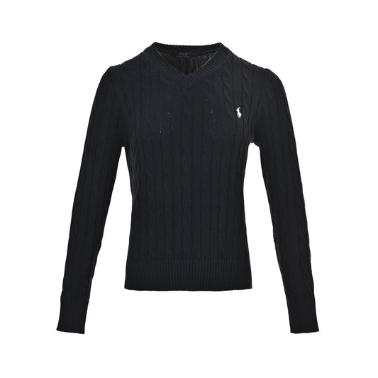 RALPH LAUREN 24Fw women's cable V-neck sweater