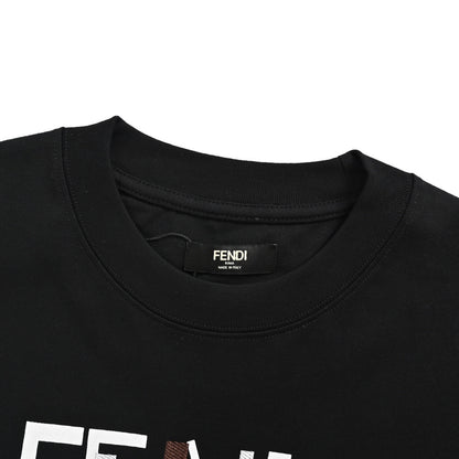 Fendi 26ss geometric letter embroidery printed short sleeves