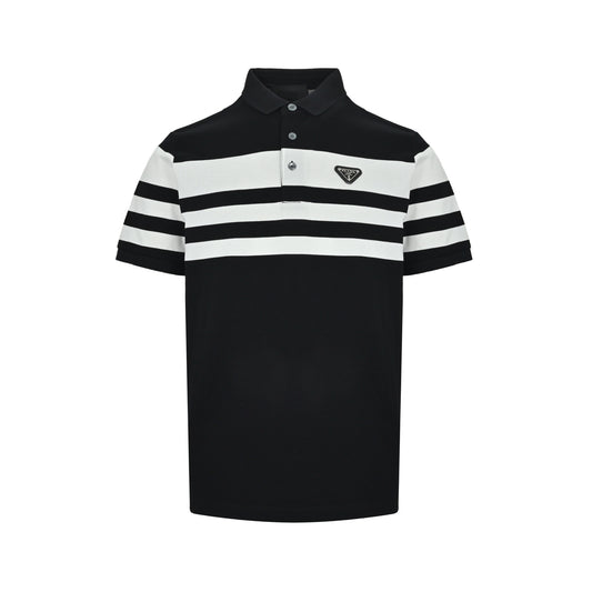 Prada horizontal striped Polo short sleeves