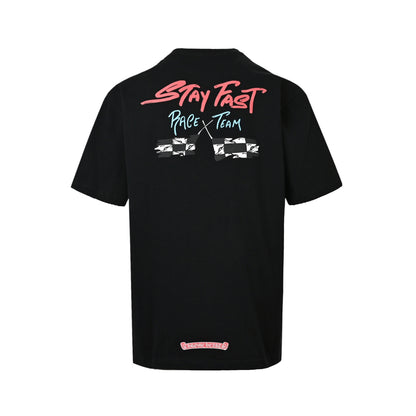 Chrome Hearts/Chrome Heart Pink Graffiti Print Short Sleeves