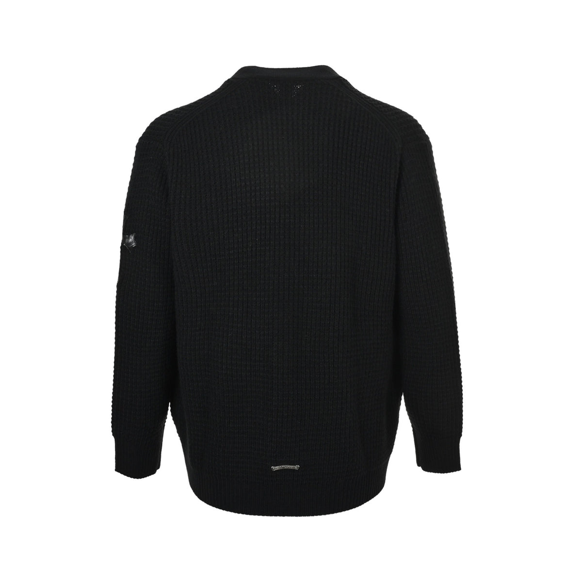 Chrome Hearts/Chrome Heart Sleeve Leather Cross Waffle Cashmere Cardigan