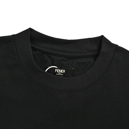 Fendi 26ss blue letter embroidered short sleeves
